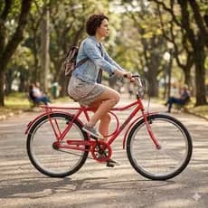 Bicicleta Aro 26 Executiva Athor Barra Circular – Adulto Masculina e Feminina, com Garupa, Quadro Aço, Cor Vermelha