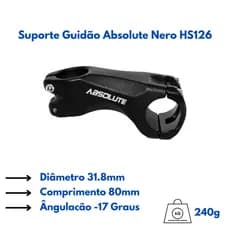 Suporte Guidão Alumínio Absolute Nero HS126 31.8x80mm - 17°