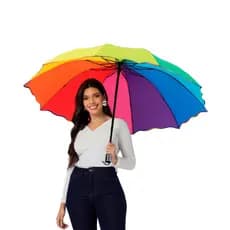 Guarda Chuva Colorido Reforçado 10 Varetas Abertura Manual 140cm Sombrinha Protege do Sol