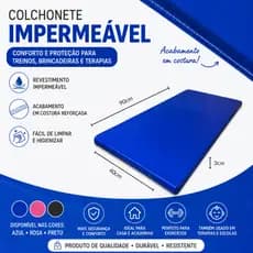 Colchonete Impermeável 90x40x3cm | Academia, Fisioterapia, Infantil e Exercícios