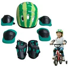 Kit Infantil Capacete Joelheira Cotoveleira Bike Skate Patins Melancia