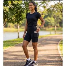 Bermuda Com Bolso Zero Transparência Suplex premium grosso Feminino Academia Fitness Ciclista Preta Cintura Alta Fitness