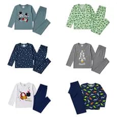 Kit Sortido 6 Peças Pijama, 3 conjuntos Inverno Infantil Menino Tamanho 1/2/3/4/6/8/10Anos