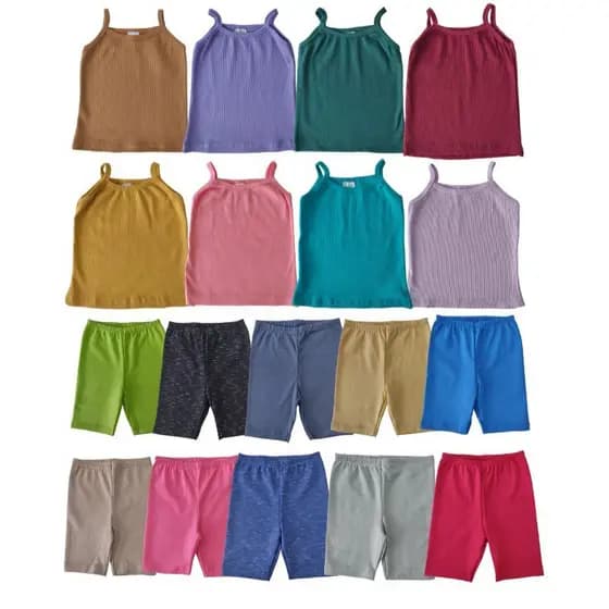 Kit 10 Peças 5 Regata Alcinha + 5 Short Infantil Verão Menina Tamanho 1 ao 10 anos
