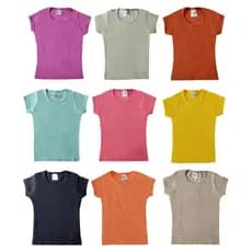 Kit 05 peças Blusa Infantil Canelada Lisa Manga Curta Tamanho 01 ao 10 anos