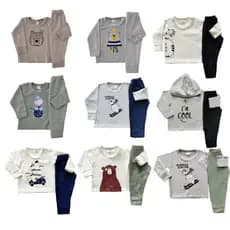 Kit 6 peças Soft Inverno Bebê MENINO 3 conjuntos Manga Longa e Calça Tamanho P ao G e 1 ao 3 anos
