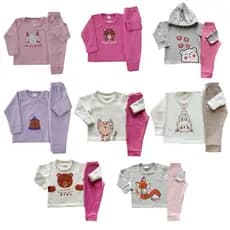 Kit 4 peças, 2 Conjuntos Soft Infantil Inverno Bebe Roupa Menina Frio P Ao G e 1 ao 3 anos