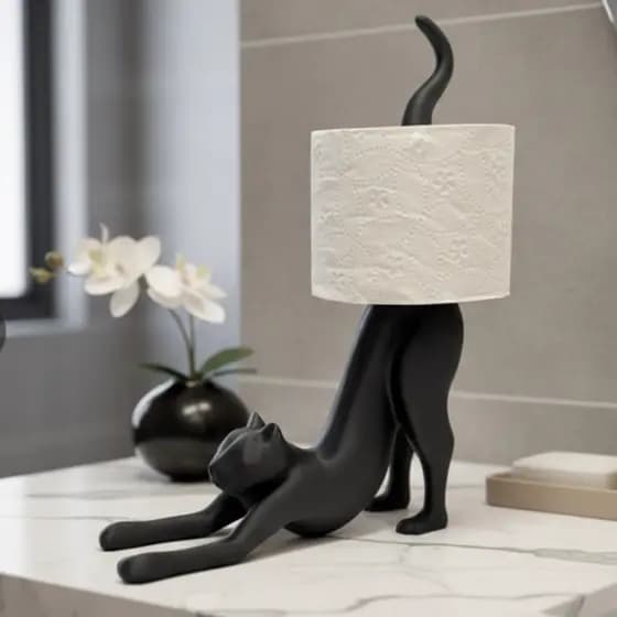 Organizador Porta Papel Higiênico Formato Gato Criativo Suporte Banheiro Lavabo Decoração Pet Friend