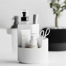 Organizador de Bancada Texturizado Luxo Porta Pincéis Maquiagem Escova Dentes Design Canelado Modern