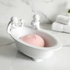 Porta Sabonete Banheira Saboneteira Anjo Escultura Decorativa Banheiro Luxo Estilo Clássico Europeu