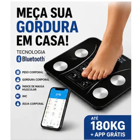 Balança Digital Corporal Balança LCD até 180kg Balança Alta Precisão Balança Vidro Temperado