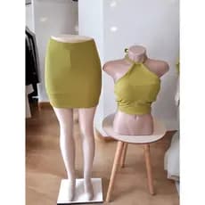 Conjunto Croped Com Bojo e Short Saia