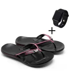 Kit Chinelo Feminino Alcalay Ortopédico Antiderrapante + Relógio Digital