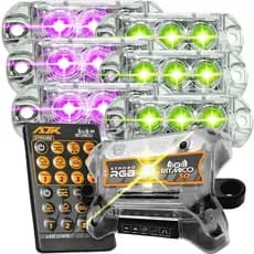 Kit 6 Strobo AJK 3.0 6W RGB Digital Endereçável e Ritmico Faróis 6W + Controle 38 Mil Efeitos