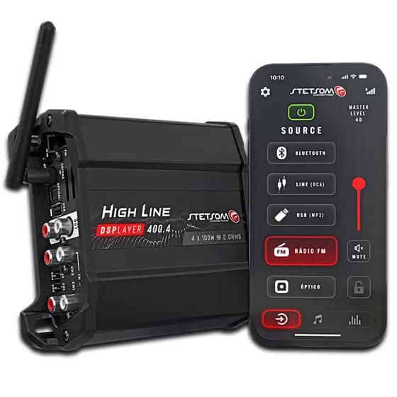 Amplificador Stetsom HL400.4 DSP Player Bluetooth USB FM 400W RMS 4 Canais Som Automotivo