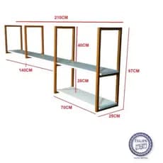 KIT PRATELEIRA LUXO SUPORTE DOURADA COM MDF BRANCO
