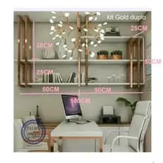 KIT DE PRATELEIRA  GOLD SUPORTE  DUPLO SUSPENSA OU  PAREDE CORES ROSE/DOURADO/PRETO(COMPLETO COM SUPORTE E PRATELEIRAS)