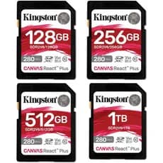 Kingston SDXC Canvas React Plus UHS-II V60 280MB/s SD Memory Card 512GB 1TB
