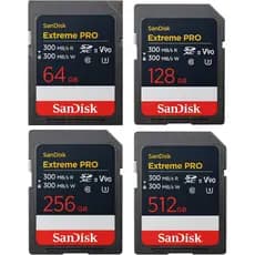 Cartão De Memória Flash SanDisk SDXC Extreme PRO SD UHS-II V90 300 Mb/s 128 Gb 256 512