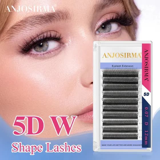 ANJOSIRMA Cílios 5D Extensão Em Forma De W Com Flor Automática C/D Volume Fake Curls Individual
