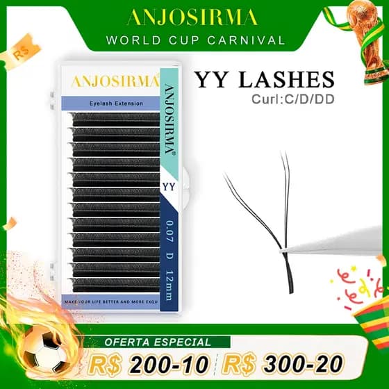 Pestanas ANJOSIRMA YY Shape Cílios Fox Eyes Faux Mink Brasileiras Macias Premade Volume De Ventilador