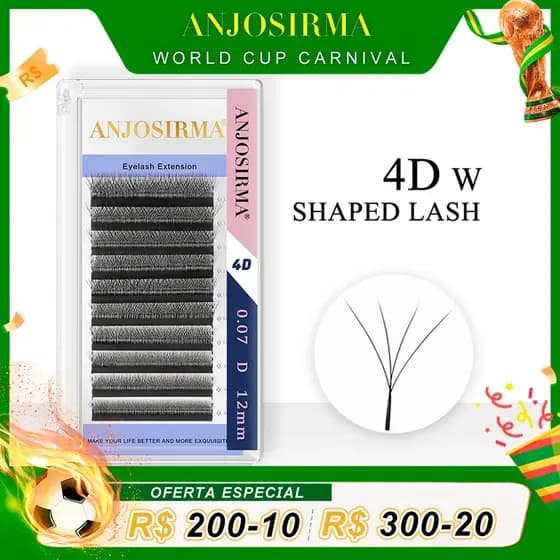 ANJOSIRMA 4D W Extensões De Cílios Em Forma Com Volume Pré-Fabricado Ventilador De Falsos Naturais De