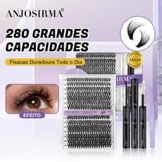 ANJOSIRMA 280Bundles Conjunto De Cílios Individuais Com Cola 30D Mink Extension Volume 40D Cluster Postiços