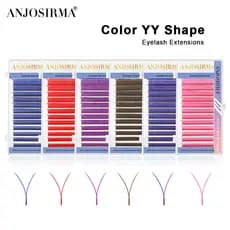 ANJOSIRMA Colorido YY Cílios Extensão, 12 Linhas
