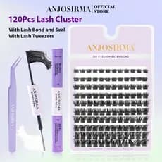 ANJOSIRMA 120Pcs Lash Clusters , Kit De Pestanas Individuais Wispy Natural Look Extensão Pretas De Auto-Aplicação DIY Em Casa Para Iniciantes