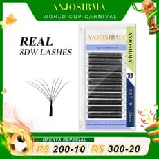 ANJOSIRMA Cílios postiços em forma de W para maquiagem, fãs de volume Premade, cílios naturais, macios, forma W 8D