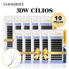 ANJOSIRMA Cílios 10 Peças 3D W Forma Estilo Extensões De Fãs De Volume Brasileiro Atacado