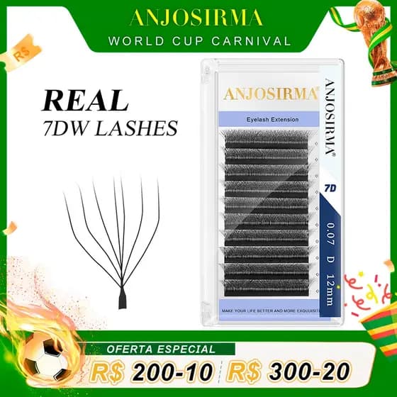 ANJOSIRMA-Extensões de cílios Premade Flower, Cílios leves, Natural macio, denso, 7 folhas, forma de W, 7D