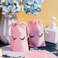 10 Pçs/Set Portátil Durável Bonito Dos Desenhos Animados Padrão De Cílios Sacos De Armazenamento Saco De Plástico Cordão