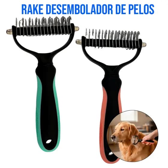 Rake Desembolador de Pelos Pet | Escova Removedora de Nós para Cães e Gatos | Pente Duplo Profissional