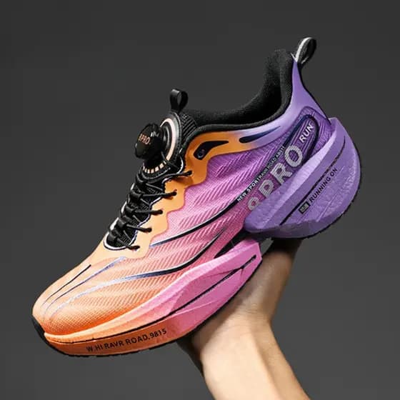 Nova Fivela Rotativa Placa De Carbono Sapatos Esportivos Para Casais Jovens Malha Respirável Tênis Corrida 33-45
