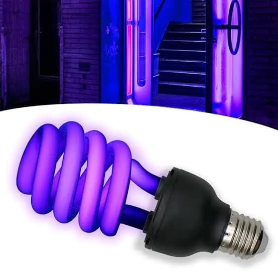 Lâmpada Luz Negra Espiral 36W Bivolt Efeito Neon UV Festa Balada Decoração Soquete E27