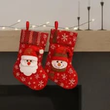 KIT COM 4 Bota Meia de Natal Enfeite Natalino de Tecido COM SINO - Envio Imediato