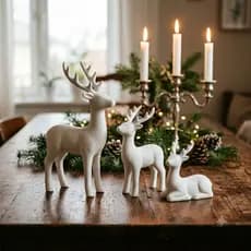 Kit 3 Renas Brancas Decorativas Tamanhos Diferentes Enfeite Natal Mesa Sala Casa