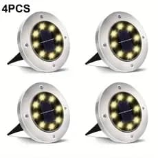 Luminária Balizador Espeto Jardim Energia Solar LED Chão Redondo Branco Kit 4