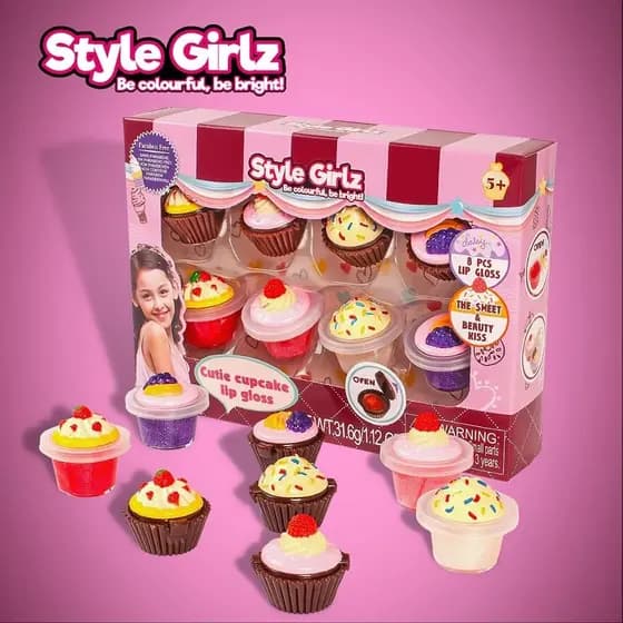 Kit 8 Lindos glosses labiais estilo cupcake Kids