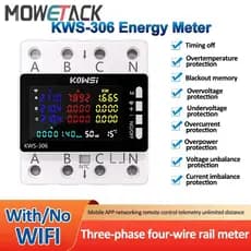 KWS-306 Medidor De Energia 3 Fase 4 Fio Tela Colorida Multi-Função AC 85-290V Voltímetro Tensão Amps Watt Kwh