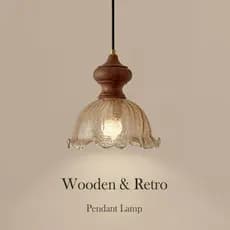 Lustre Sala Jantar Vidro Rachado Com Gelo Pendente Luminaria Teto Nogueira Lampu Gantung Dekorasi Mesa De Jantar, Quarto