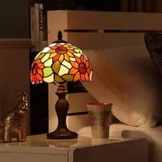 AIMI LÂMPADA ROSA FLOR VITRAL LUMINÁRIA DE MESA PARA QUARTO 3 CORES CLARAS CABECEIRA LED LUZ DE LEITURA HOME OFFIC