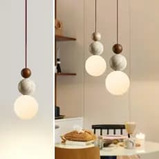 Wabi Sabi Natural Amarelo Travertino Lustre Para Quarto Cabeceira Sala De Estar Cozinha Jantar Pendurado Lâmpada Esfera