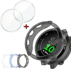 Capa Protetora Oca De TPU Macio + 2 Peças De Vidro Temperado Para Garmin Forerunner 55 158