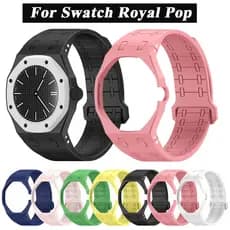 Pulseira De Relógio De Silicone Magnético + Capa Para Swatch X AP Royal Pop Bolso Mudança Pulso 2 Em 1 E Acessórios De