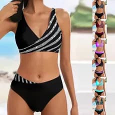 Amarrar biquini feminino plu size com bojo cintura alta Azul Preto Verde Lavanda novo estoque