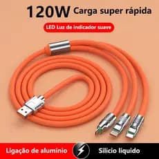 120 W de liga de zinco de um a três cabos de dados de carga super rápida, suportando o iPhone lighting Tipo C micro