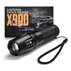 Lanterna X900 Tática Militar Portátil Bateria Recarregável C/led Luz Preto