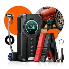 Auxiliar De Partida E Compressor De Ar Portátil Para Carro Com Power Bank 180psi